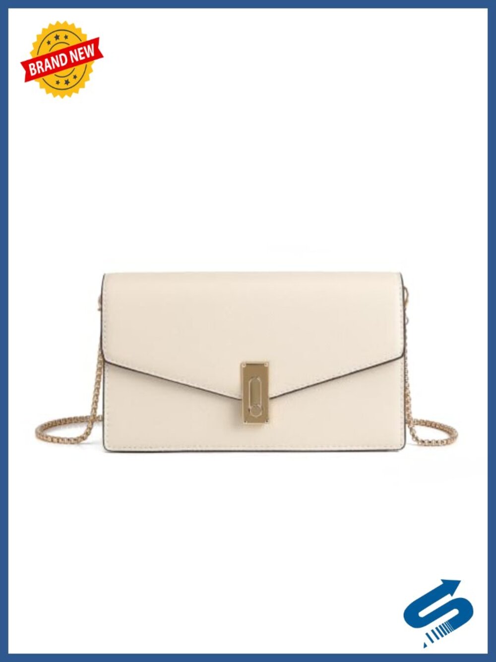 Small Envelope Crossbody Bag Faux Leather Gold Chain Strap Compact Purse